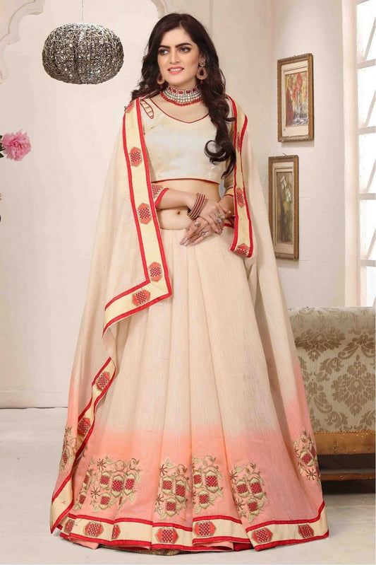 Cream and Pink Cotton Silk Designer Saree NCSD11210628