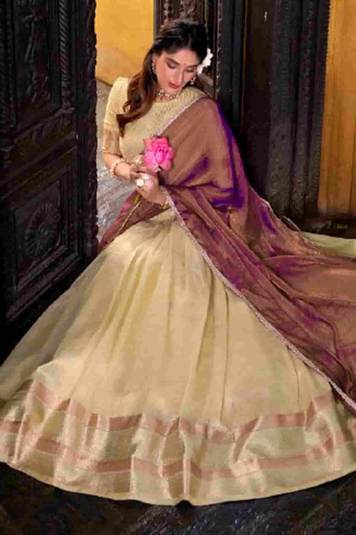 Dhupion Silk Stitched Lehenga Choli In Light Yellow Colour NCLD1300024