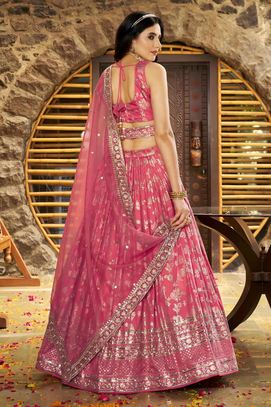 Dola Silk Jacquard Lehenga Choli In Peach Colour LC10110105