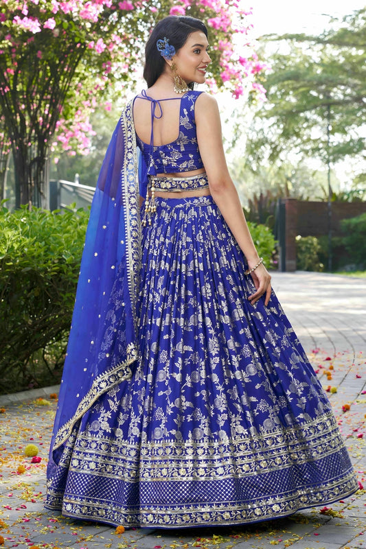 Dola Silk Jacquard Lehenga Choli In Royal Blue Colour LC10110109