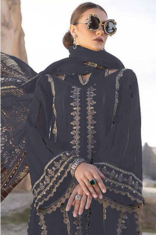 Dusty Blue Faux Georgette Pakistani Suit NCSM11410559