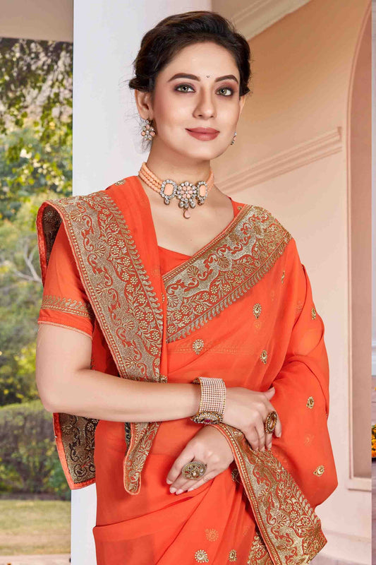 Dusty Orange Georgette Designer Saree NCSD11210901