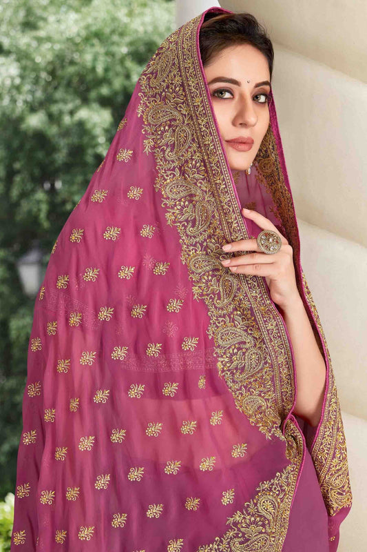 Dusty Pink Georgette Designer Saree NCSD11210892