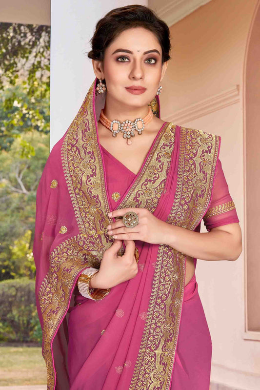 Dusty Pink Georgette Designer Saree NCSD11210902