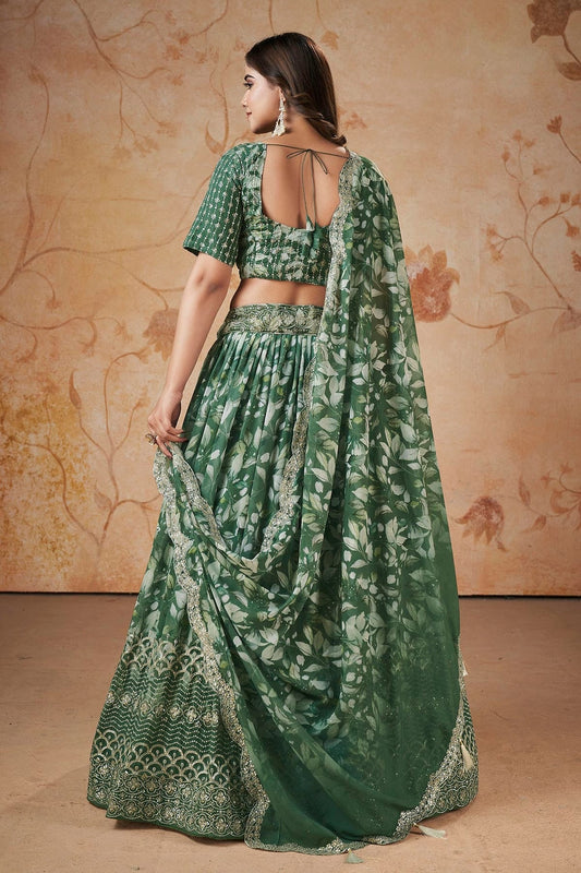 Faux Georgette Designer Lehenga CholiIn Green NCLC12710103