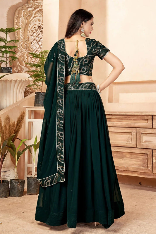 Faux Georgette Designer Lehenga CholiIn Green NCLC12710170