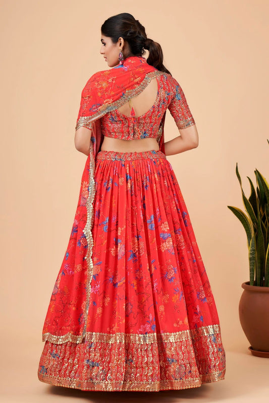 Faux Georgette Designer Lehenga CholiIn Light Red NCLC12710153