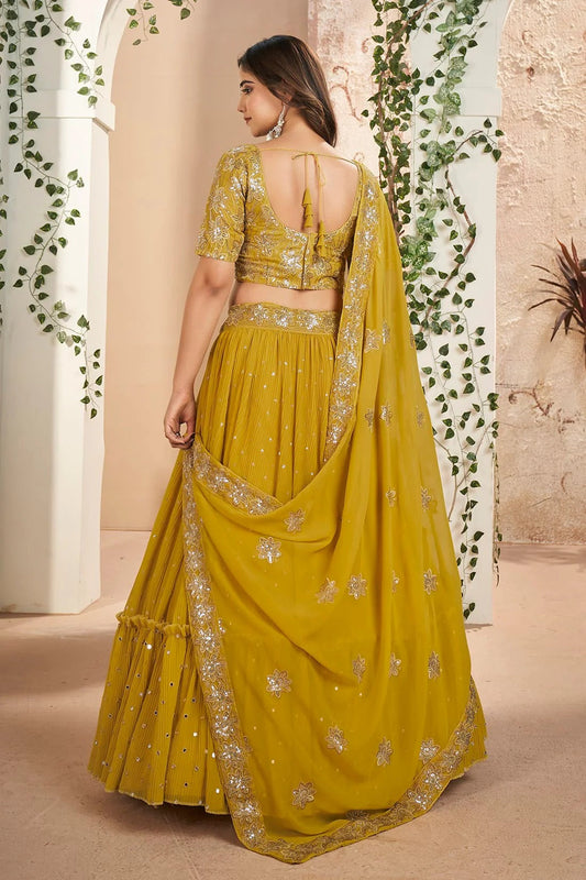 Faux Georgette Designer Lehenga CholiIn Mustard NCLC12710109