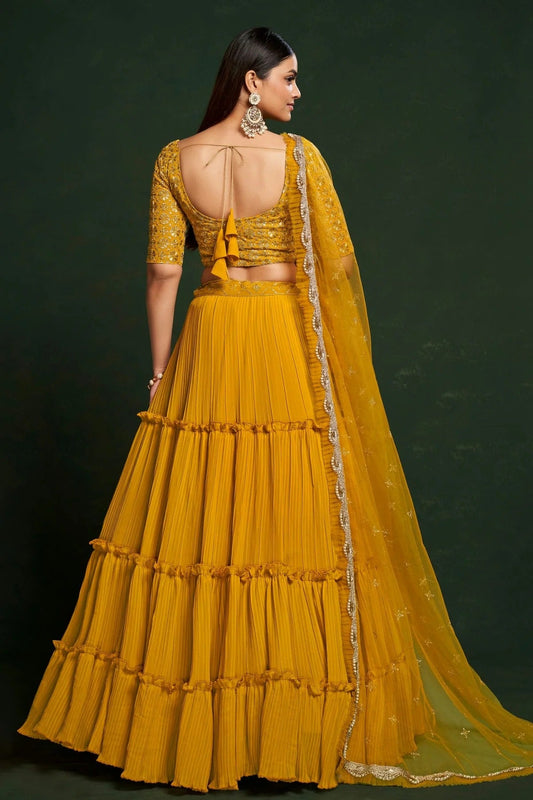 Faux Georgette Designer Lehenga CholiIn Mustard NCLC12710126