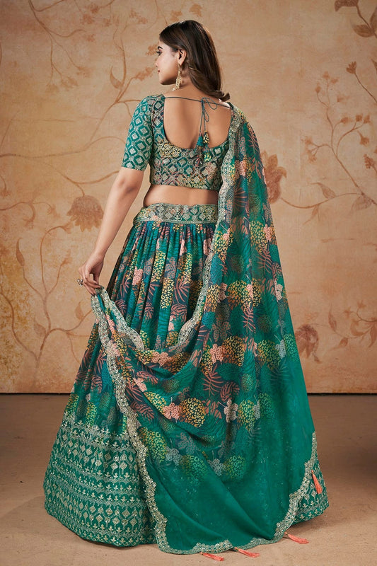 Faux Georgette Designer Lehenga CholiIn Rama Green NCLC12710106