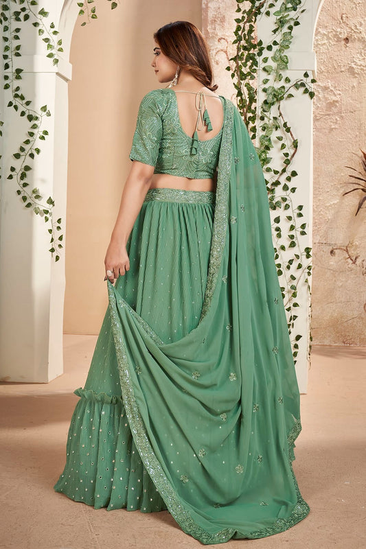 Faux Georgette Designer Lehenga CholiIn Sea Green NCLC12710110