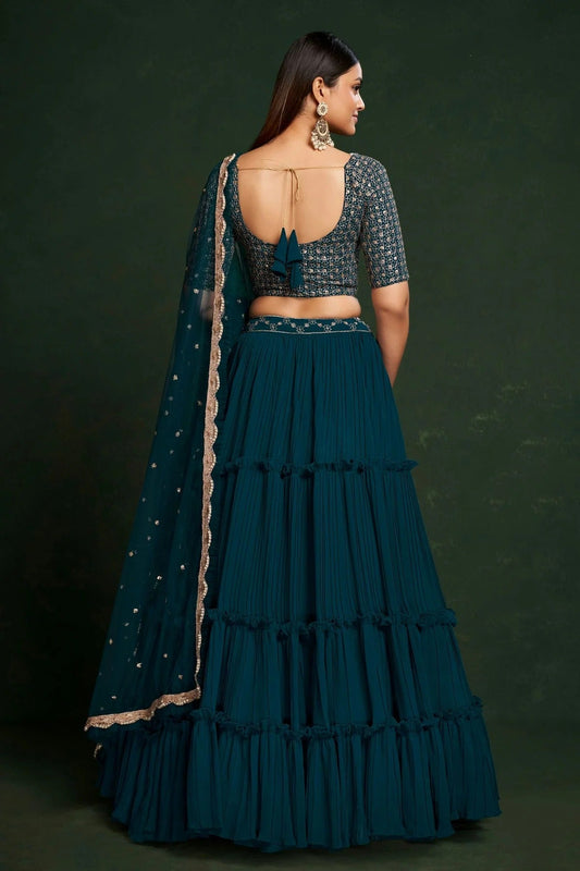 Faux Georgette Designer Lehenga CholiIn Teal Blue NCLC12710123