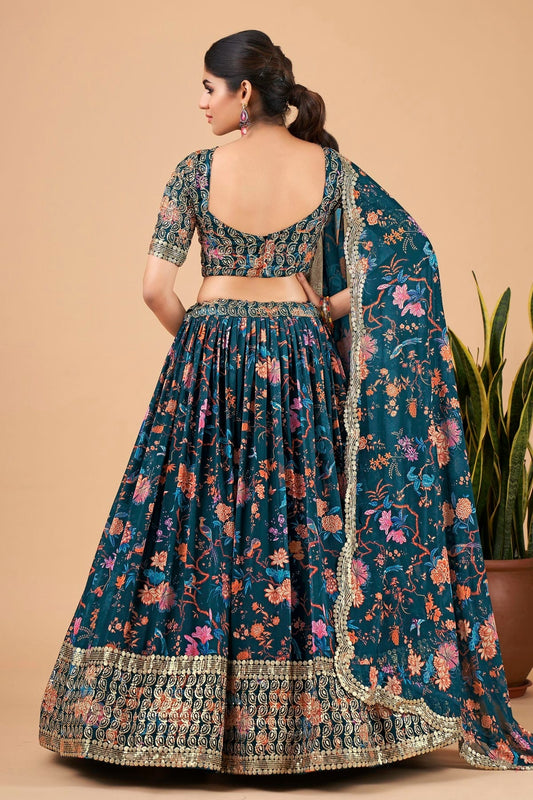 Faux Georgette Designer Lehenga CholiIn Teal Blue NCLC12710152