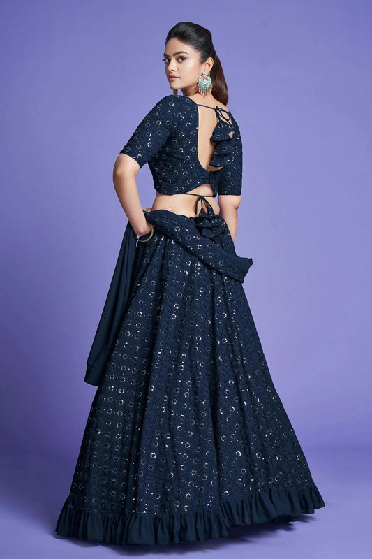Georgette Designer Lehenga CholiIn Teal Blue NCLC12710099