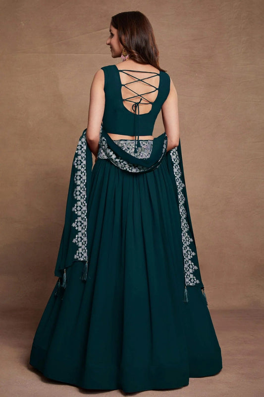 Georgette Designer Lehenga CholiIn Teal Blue NCLC12710112