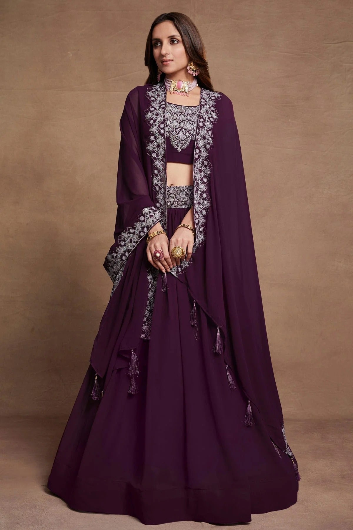 Georgette Designer Lehenga CholiIn Violet NCLC12710113