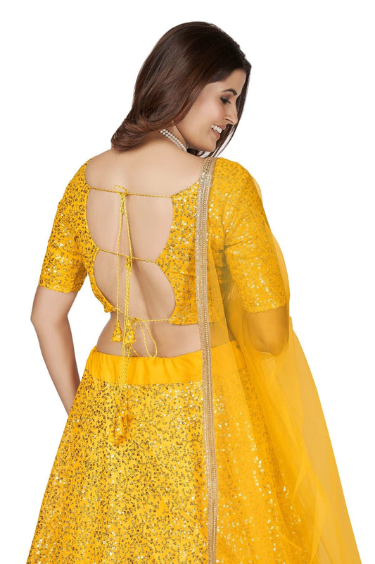 Georgette Designer Lehenga CholiIn Yellow NCLC12710166