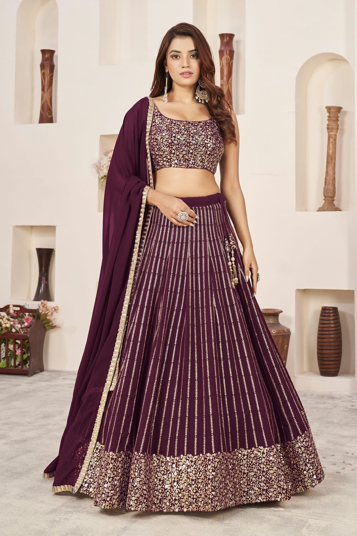 Georgette Embroidery A Line Lehenga Choli NCLC10110181