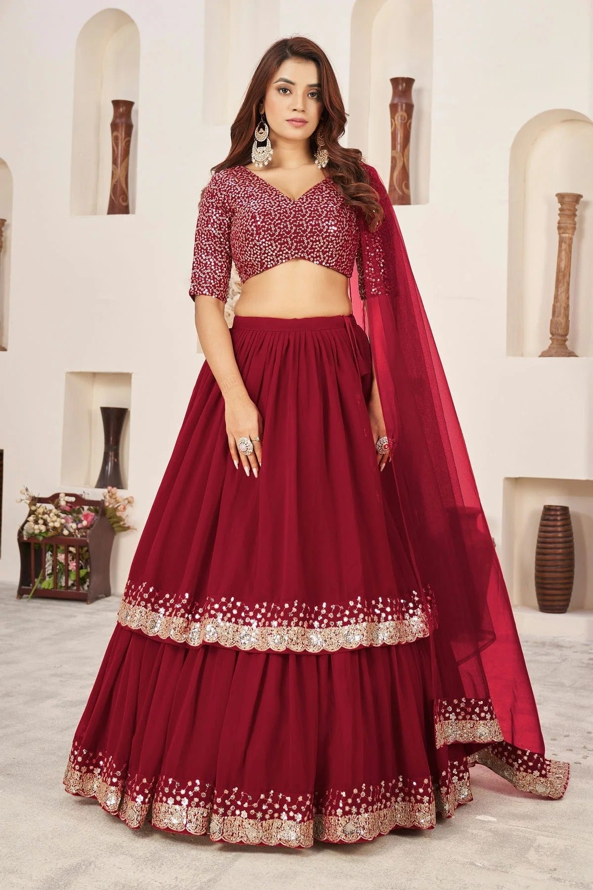 Georgette Embroidery A Line Lehenga Choli NCLC10110182