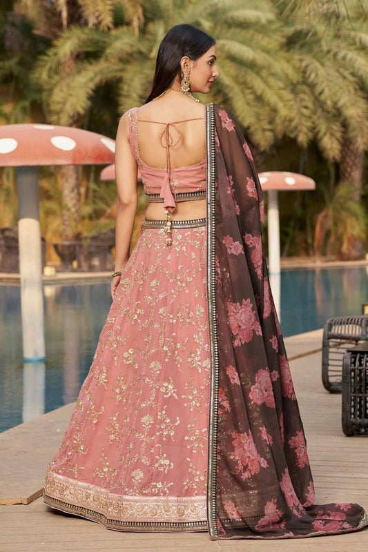 Georgette Embroidery A Line Lehenga Choli NCLC10110207