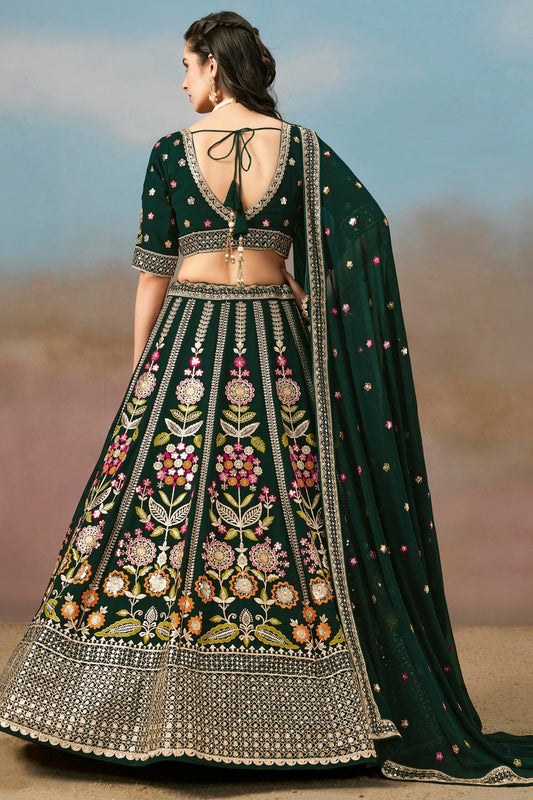 Georgette Lehenga Choli In Green Colour LC10110144