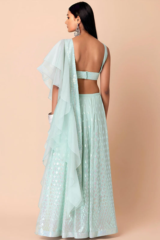 Georgette Lehenga Choli In Light Blue Colour LC10110167