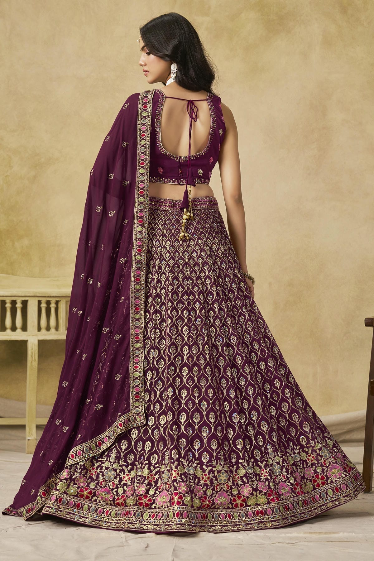 Georgette Lehenga Choli In Maroon Colour LC10110114