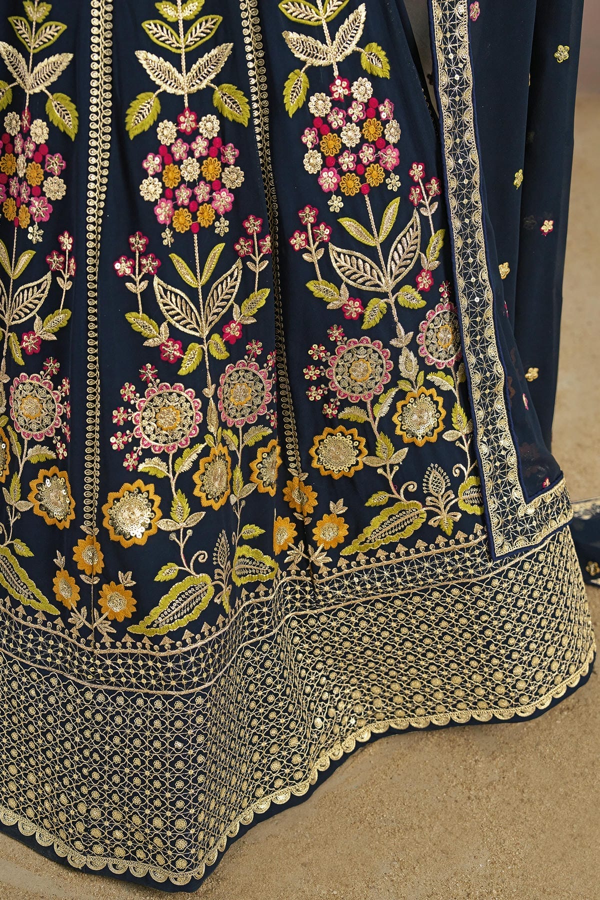 Georgette Lehenga Choli In Navy Blue Colour LC10110143