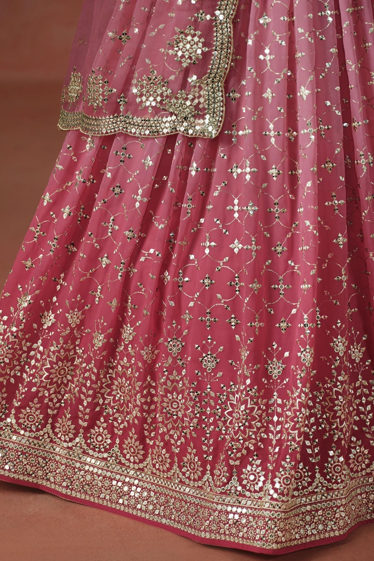 Georgette Lehenga Choli In Peach Colour LC10110122