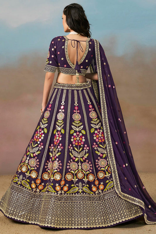 Georgette Lehenga Choli In Purple Colour LC10110146