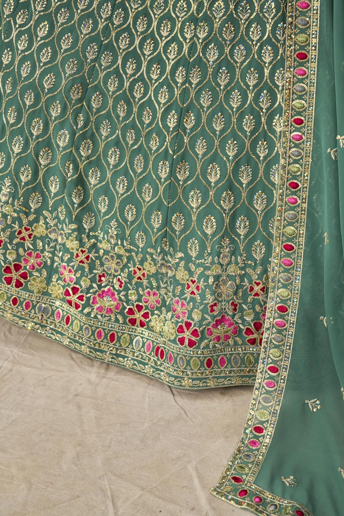 Georgette Lehenga Choli In Rama Blue Colour LC10110112