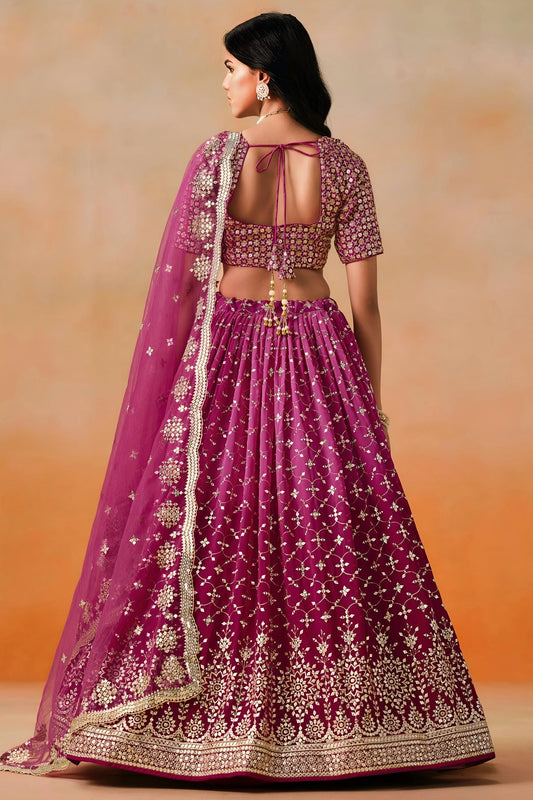 Georgette Lehenga Choli In Red Pink Colour LC10110126