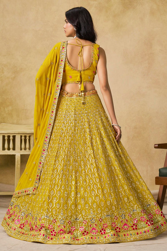 Georgette Lehenga Choli In Yellow Colour LC10110116