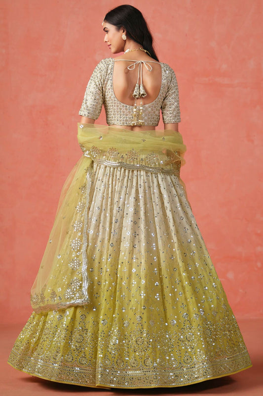 Georgette Lehenga Choli In Yellow Colour LC10110127