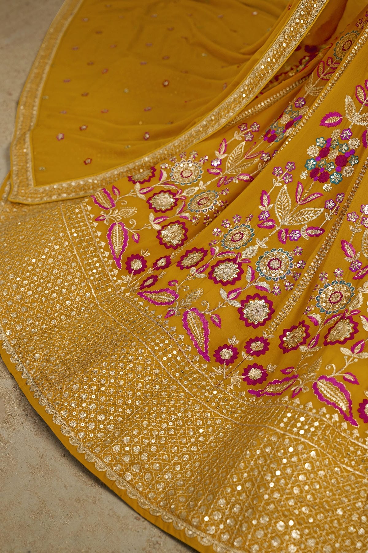 Georgette Lehenga Choli In Yellow Colour LC10110148