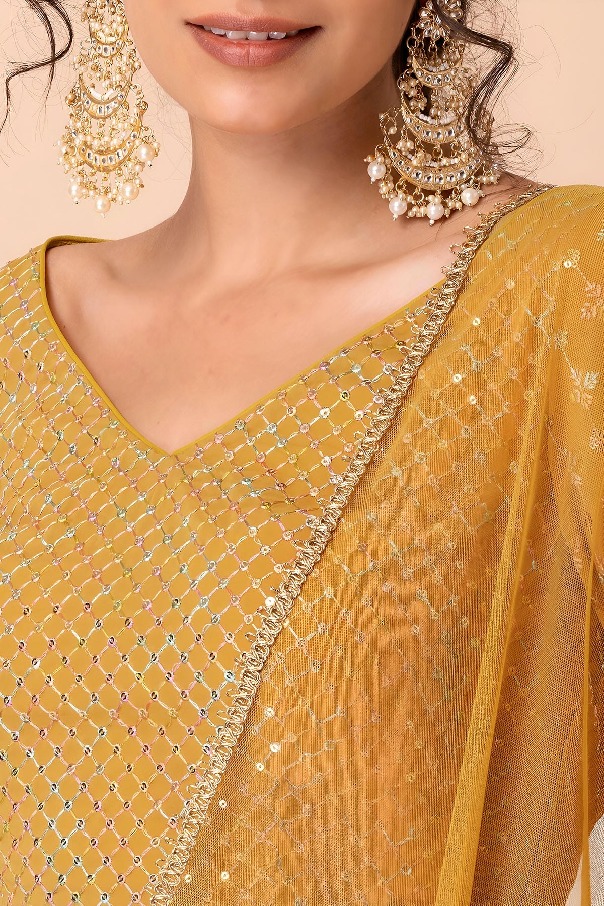 Georgette Lehenga Choli In Yellow Colour LC10110165