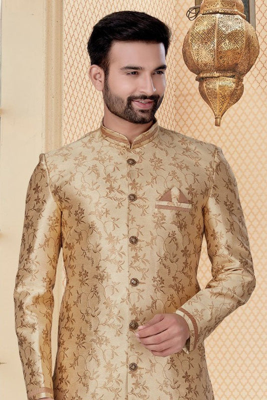 Gold Jacquard Sherwani NCSH10410367