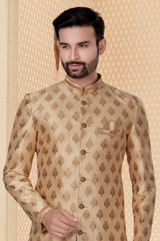 Gold Jacquard Sherwani NCSH10410371