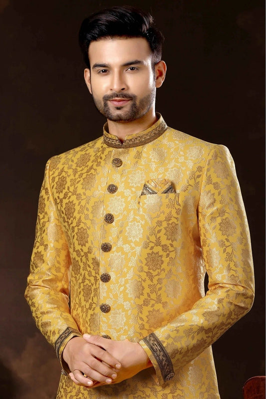 Gold Jacquard Sherwani NCSH10410451
