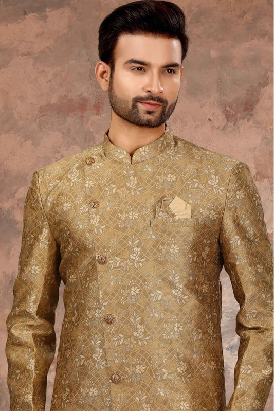 Gold Jacquard Thread Sherwani NCSH10410448