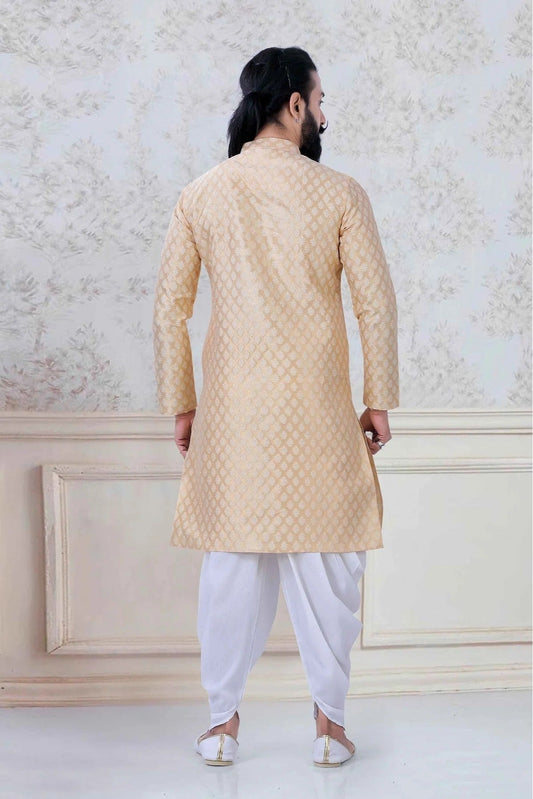 Gold Jacquard Silk Festival Wear Dhoti Kurta NCKP11310142