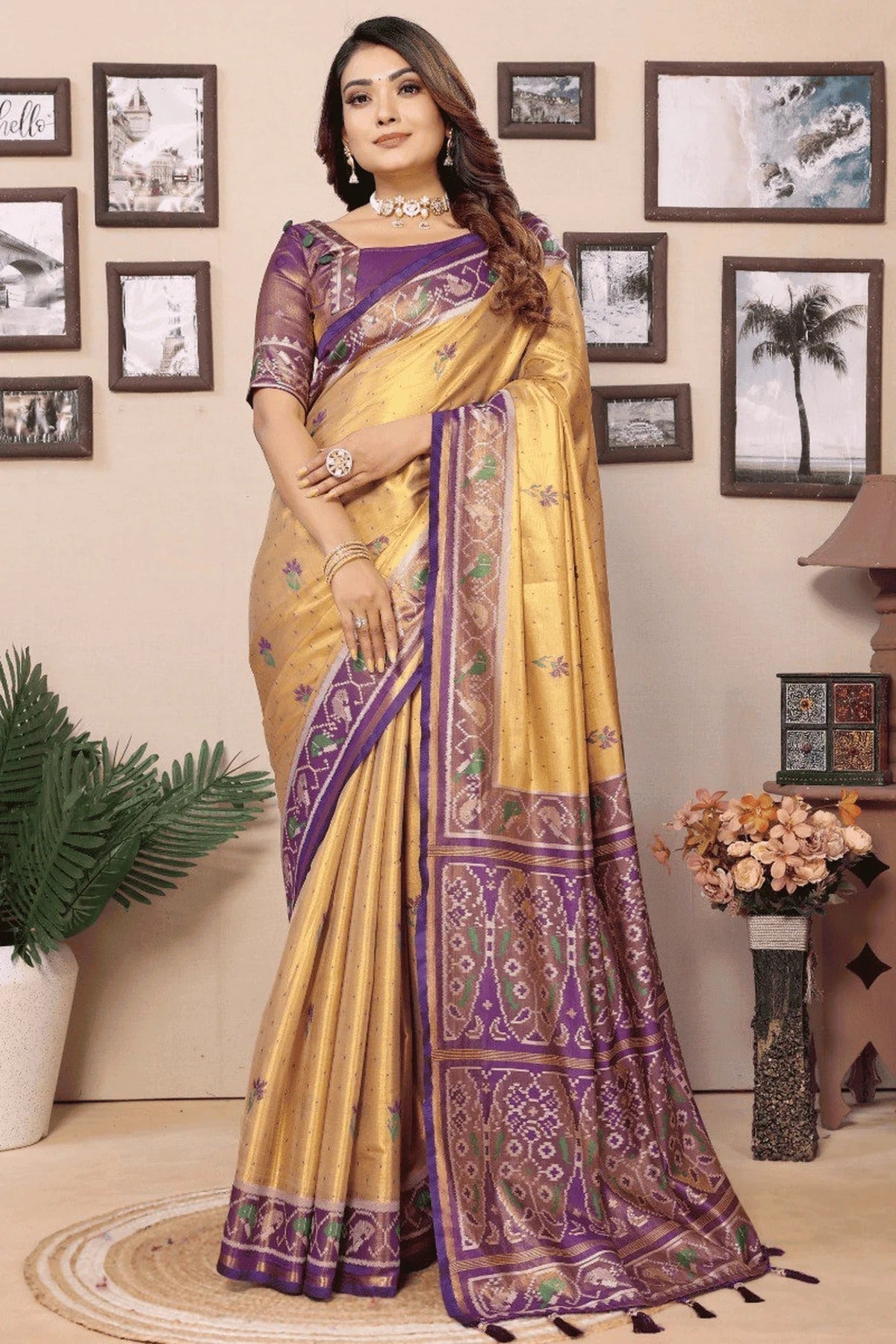 Gold Woven Pure Banarasi Tissue Silk Traditional Saree NCSD12510139