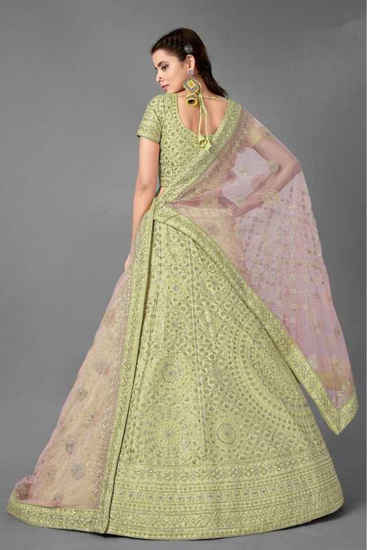 Green Art Silk Embroidery Lehenga Choli NCLC10810465