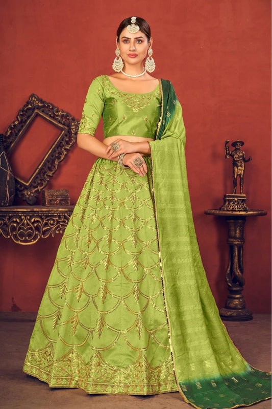 Green Art Silk Embroidery Lehenga Choli NCLC11510140