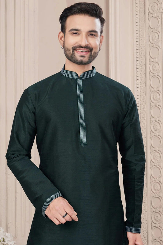 Green Art Silk Kurta Pajama NCKP10410101