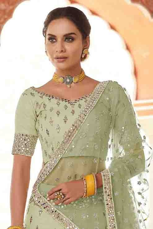 Green Art Silk Mirror Lehenga Choli NCLC10810425