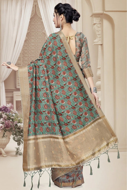 Green Art Silk Printed Saree NCSD11210712
