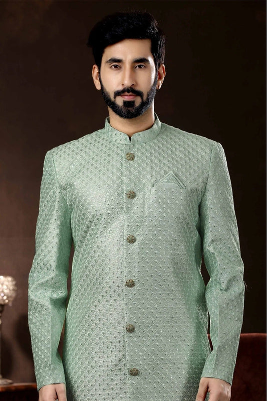 Green Art Silk Sherwani NCSH10410454