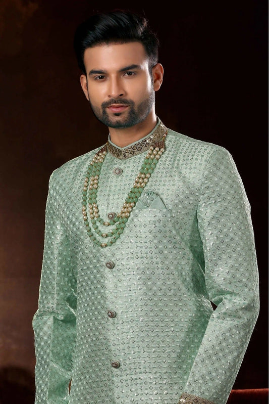 Green Art Silk Sherwani NCSH10410457