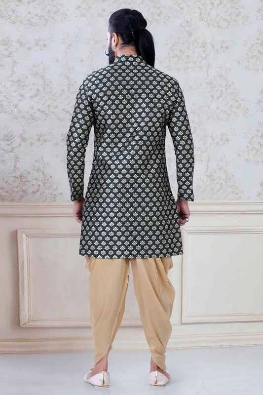 Green Banarasi Festival Wear Dhoti Sherwani NCSH11310179